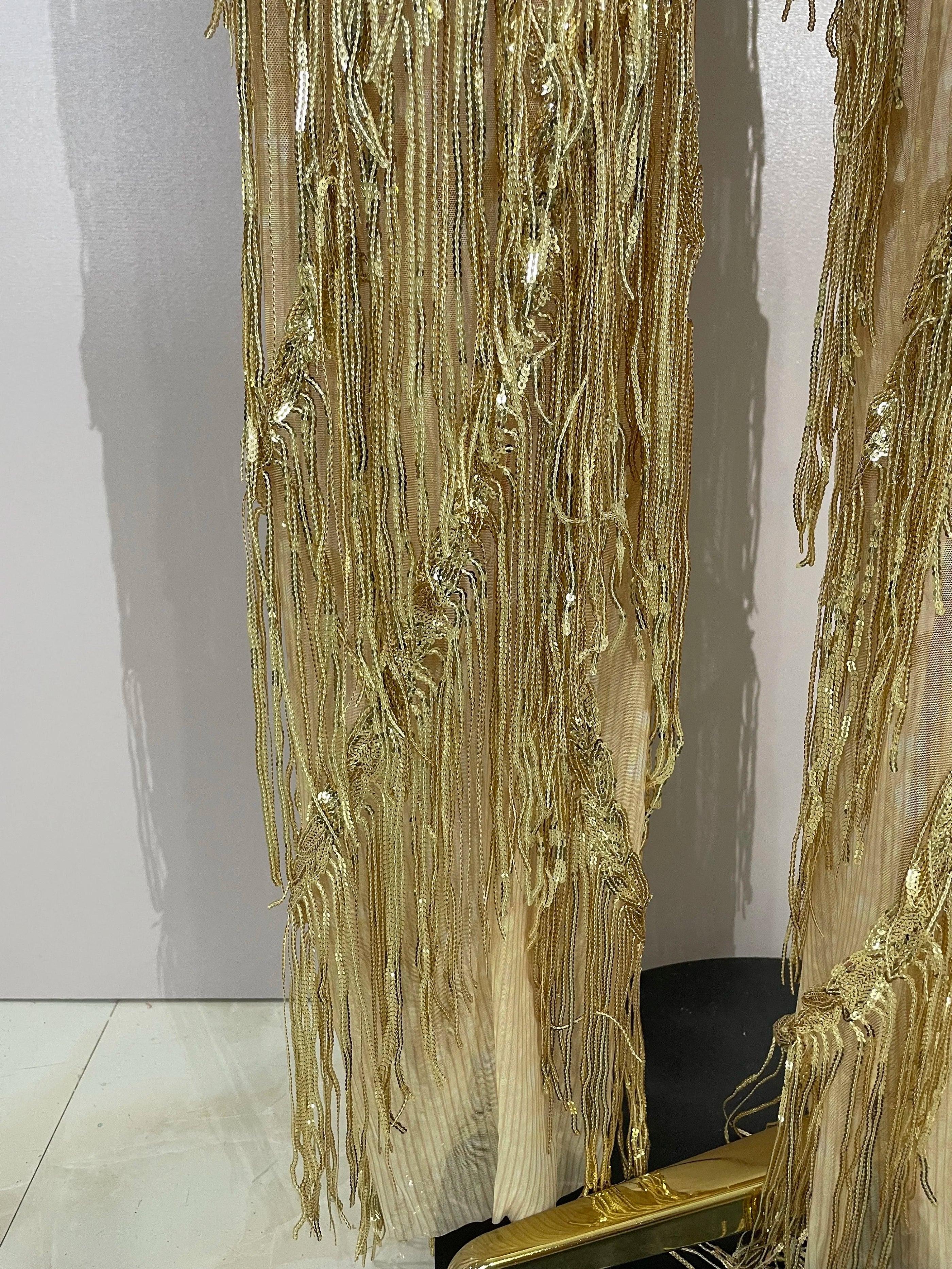 Watkin Glen Sparkly Black Rhinestones Sequined Fringe jumpsuit