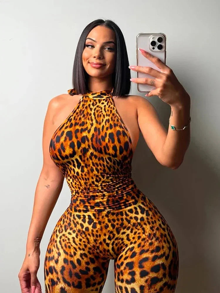 Hollywood Backless Halter Wrap Jumpsuit