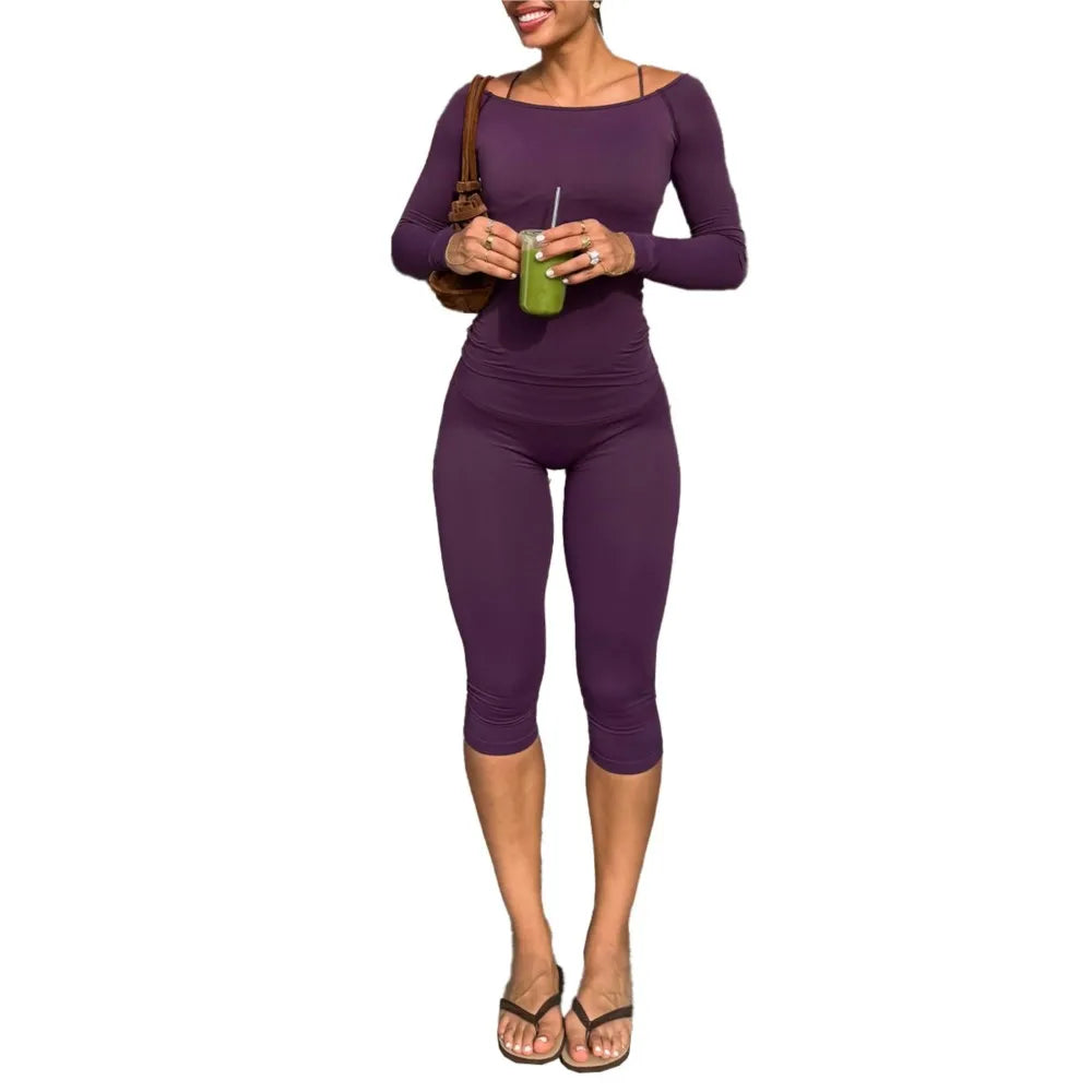 Celeste Sports Wear Fitness Simple Style Two Piece Sets