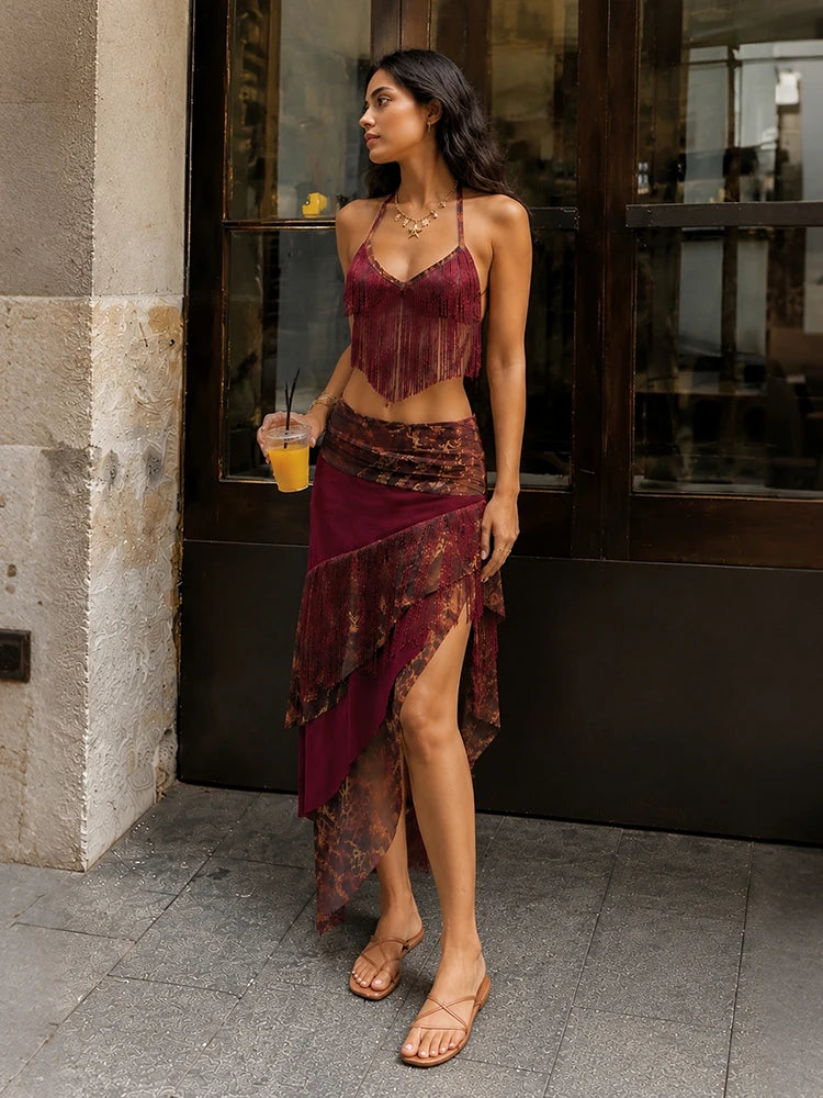 Vanessa Halter Low-Neck Backless Two Piece Sets