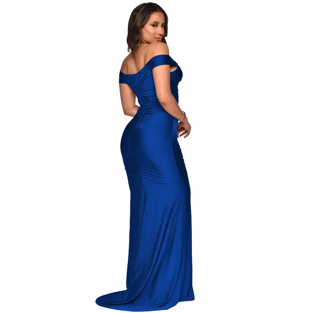 Toronto Banquet V Neck Sexy Satin Split Luxury Trailing Long Dresses