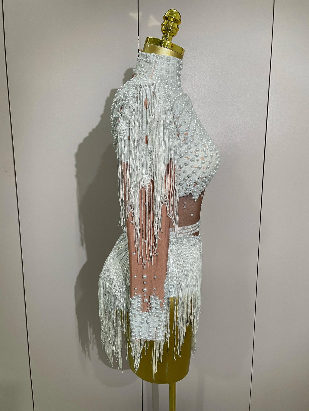 Chambersburg Sparkly Rhinestone Sequin Tassel Stretch Jumpsuit