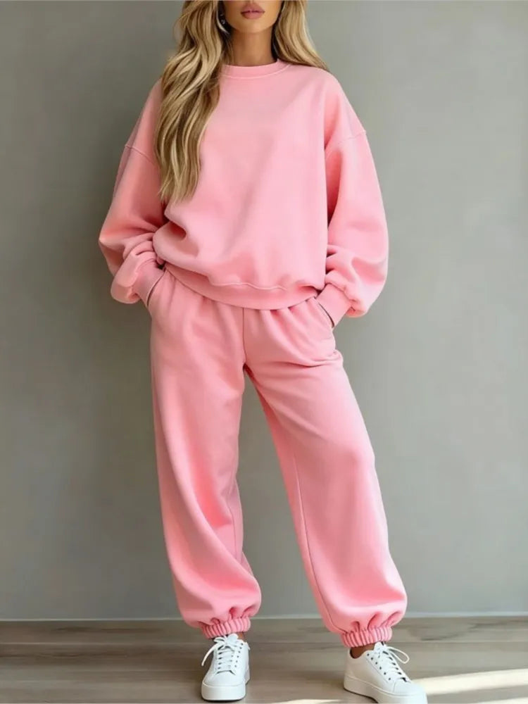 Diana Long-sleeved Casual Loose Fitting Two Piece Sets