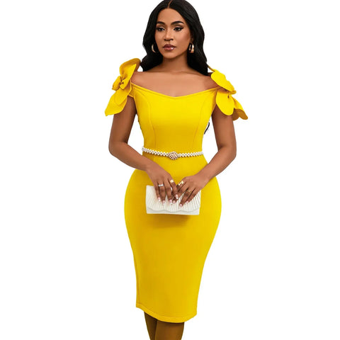Rochelle Park Socialite Elegant Three-dimensional Flower Elegant Banquet Dress
