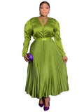 Darian V-neck Pleated Maxi Two 2 Piece Set