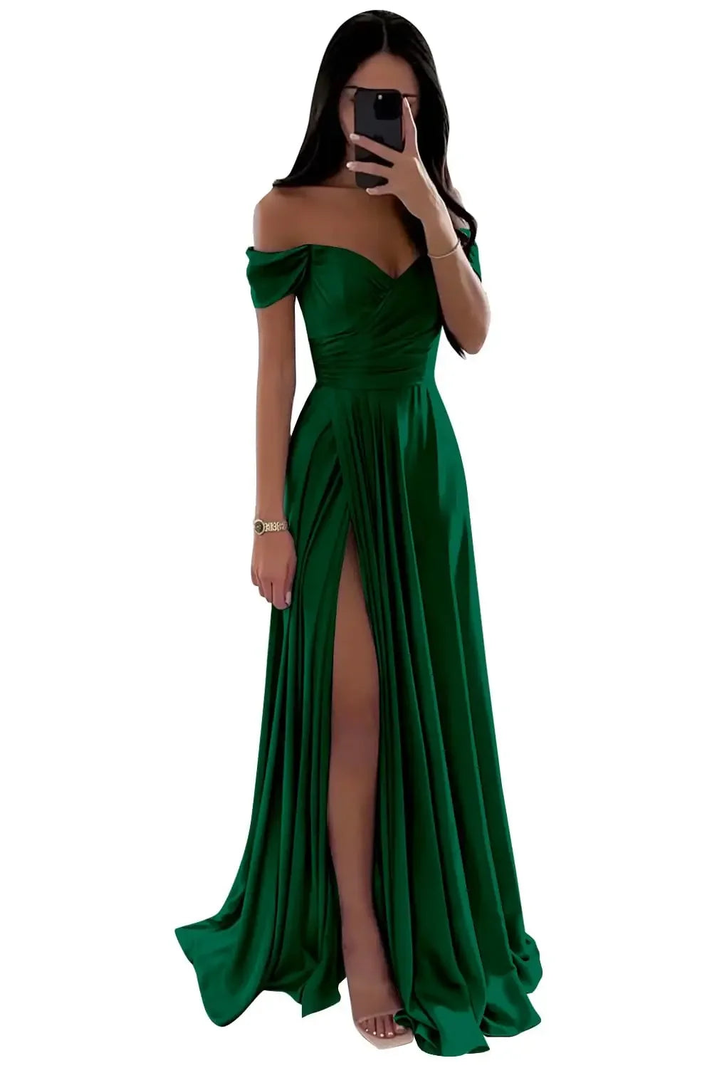 Basking Ridge Off the Shoulder Prom V-neck Backless Party Formal Evening Dress