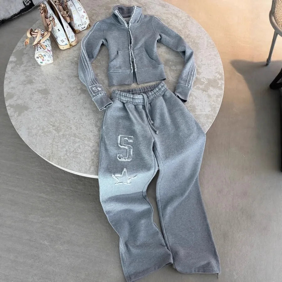 Mikaela Casual slim fit spicy girl patch embroidered zipper jacket