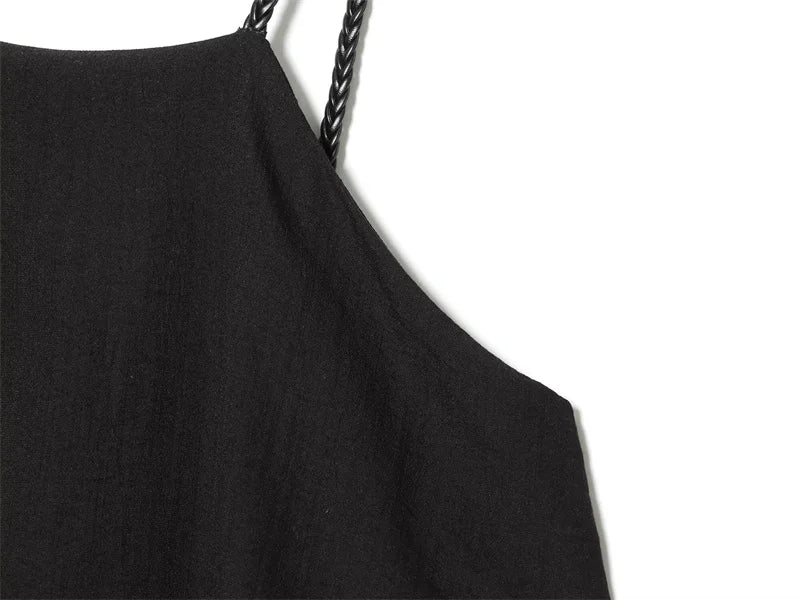 Women's Jumpsuit 2026 Summer New Style Black Strappy Double-Layer Woven Jumpsuit Elegant and Fashionable