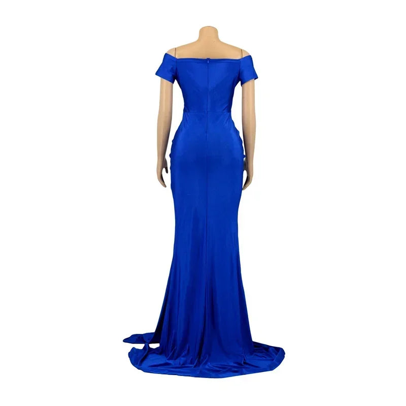 Barcelona Sexy Off The Shoulder V Neck Mermaid Evening Elegant Night Long Dress