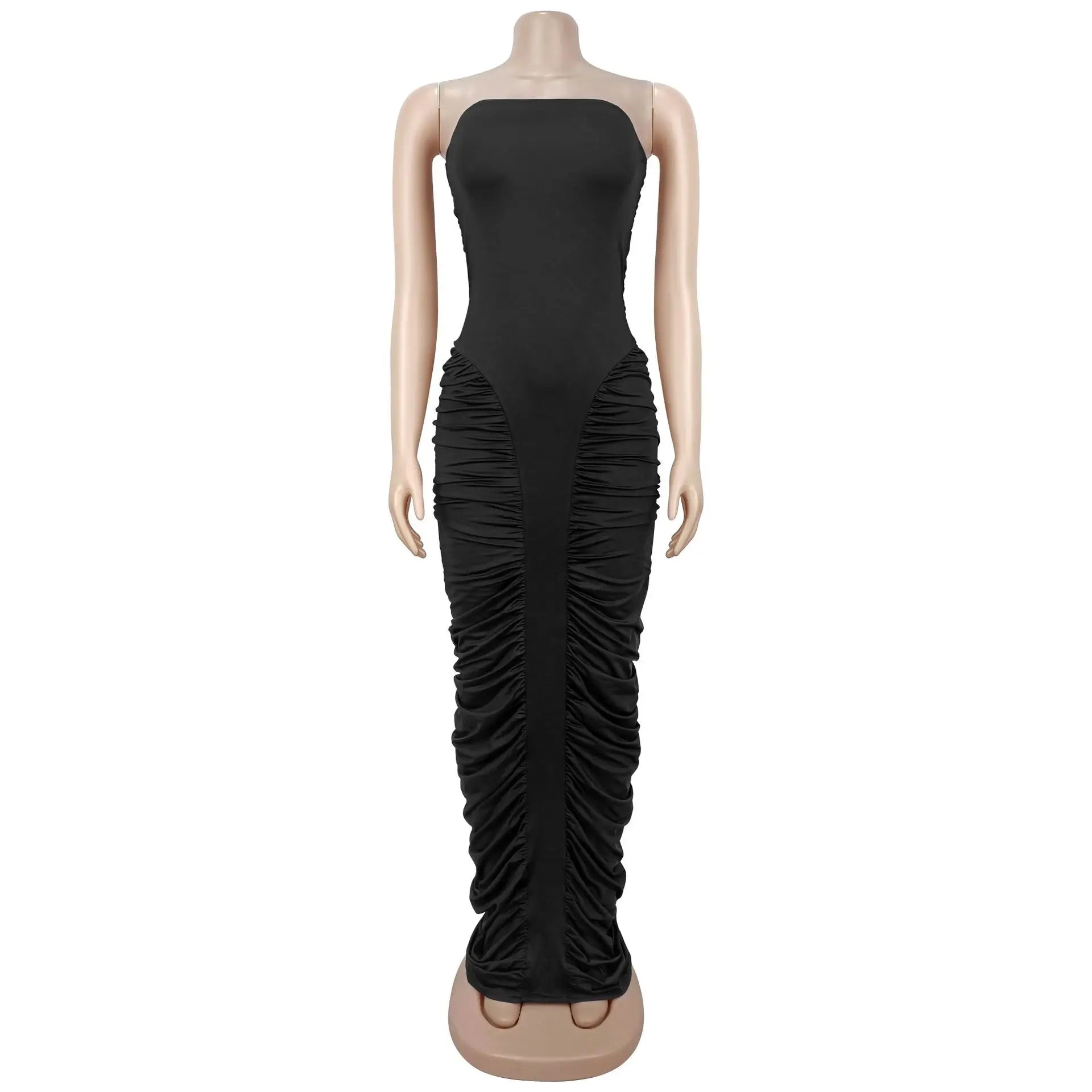 Simbabue Casual Party Elegant Long Ruched Dress