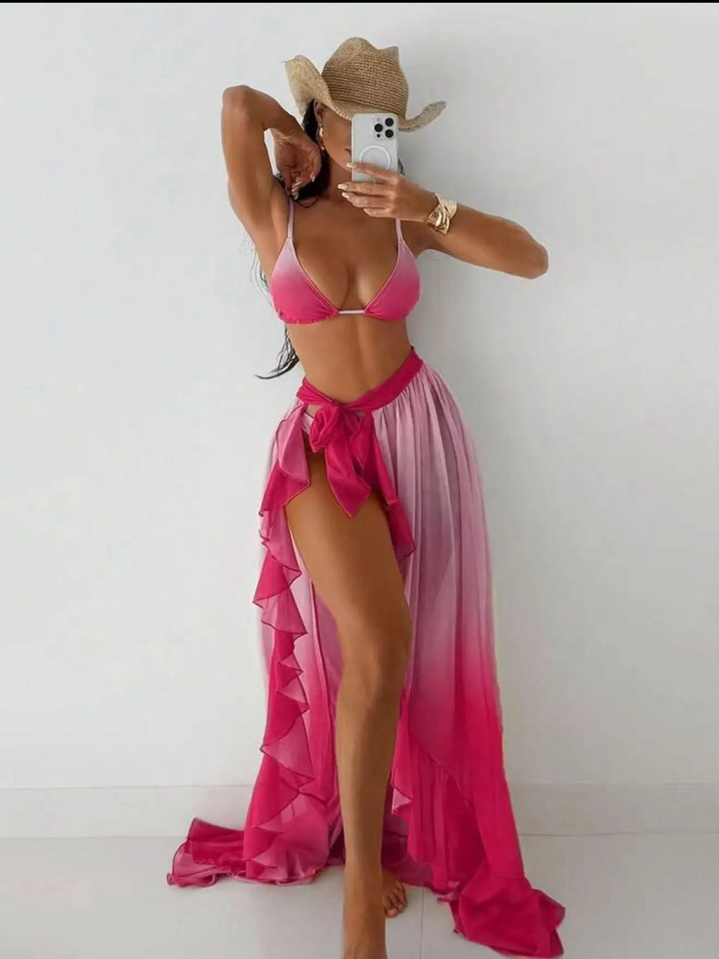Alba Tie Dye Gradient Bikini Three Piece Sets