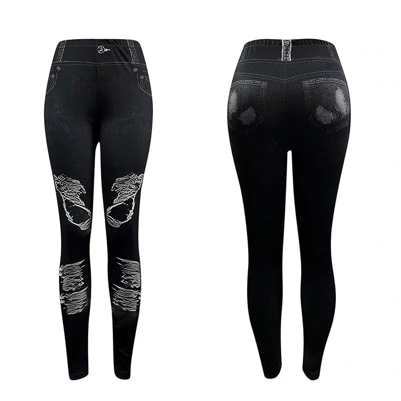 Kinnelon High-Waist Skinny Leggings with Trendy Ripped Details Comfort-fit
