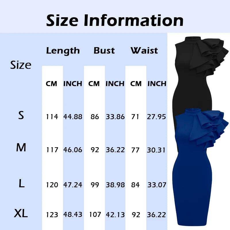 Bardonia Fashion Bodycon High Neck Sleeveless One Shoulder With Flower Ruffle Dress