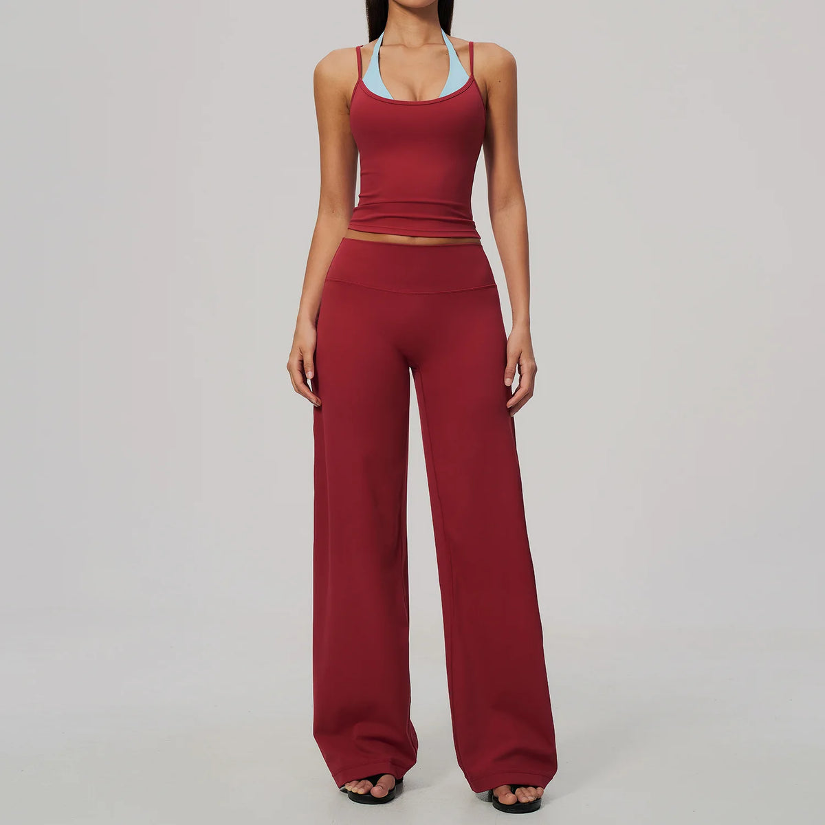 Camila Contrast Color Fitness Suit Tracksuit Two Piece Sets