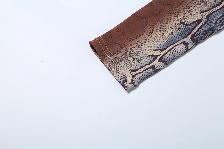 Kemptville Snake Colorful Print Tracksuit Tight Crop Stretch Streetwear Matching Set