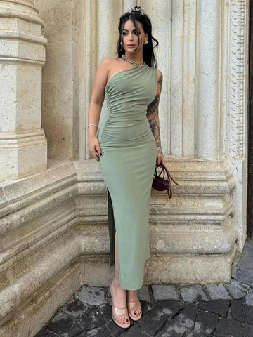 Oak Ridge Split Fashion Sleeveless Backless Slim Elegant Dress