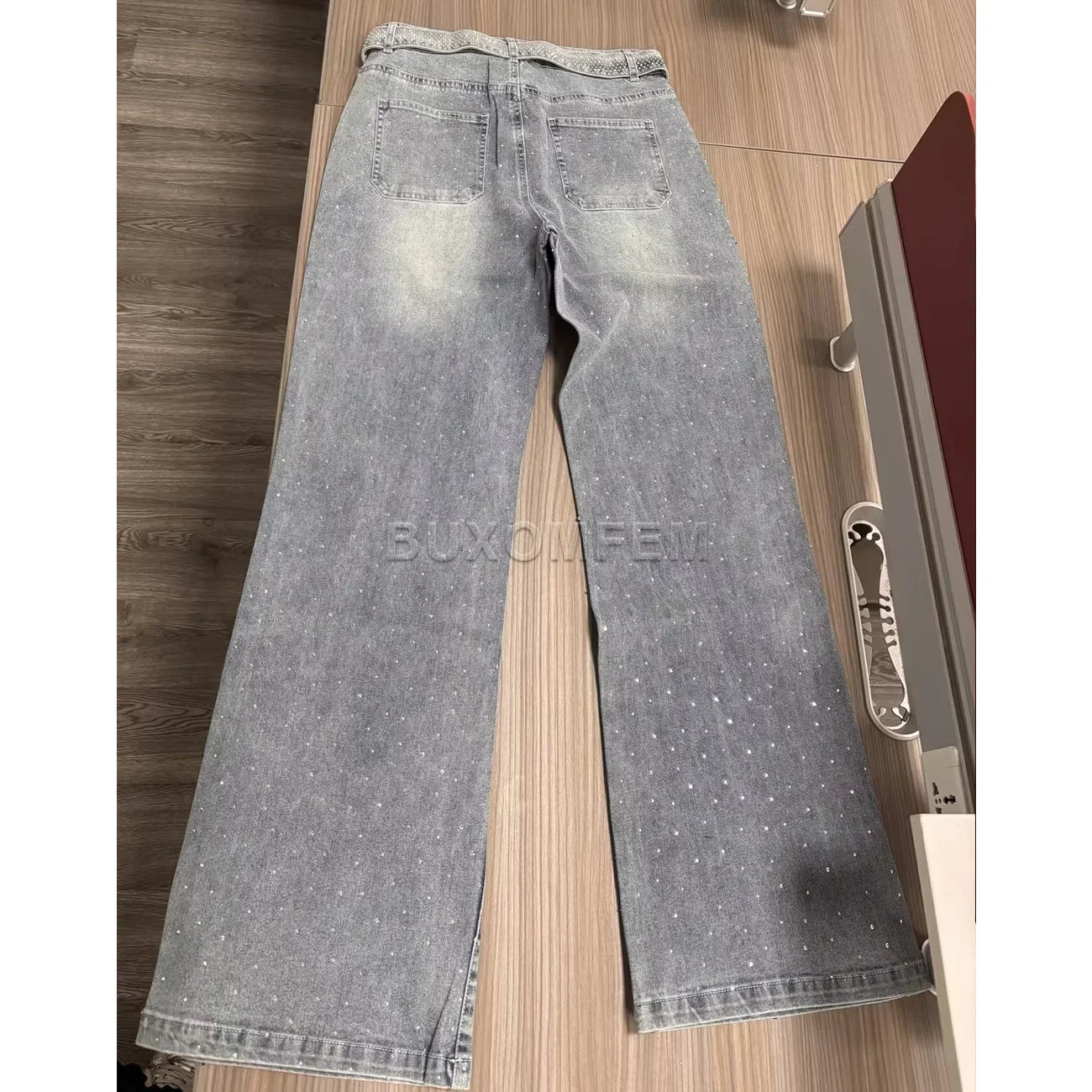 Matawan Drilled Straight Leg Stylish Baggy Streetwear Outfit Wide Leg Loose Jeans
