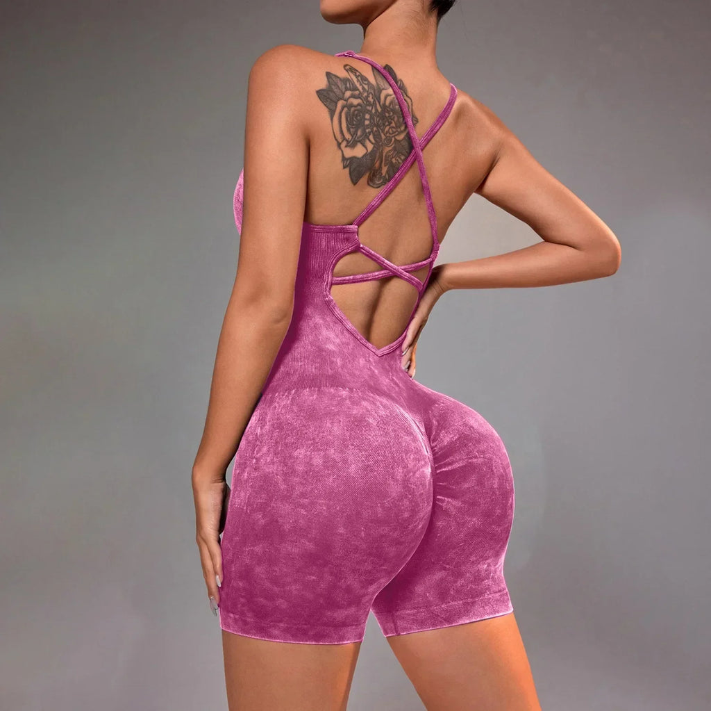 Hershey Tight Fitting High Elasticity Integrated Exercise Workwear Sports Jumpsuit