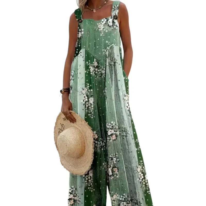 Plus Size Women's Fashionable Floral Elegant Overalls Jumpsuit Ladies Casual Jumpsuit