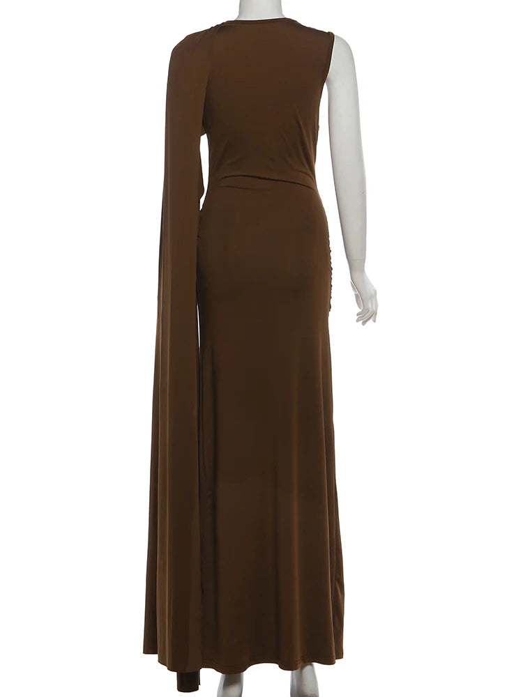 Linden Elegant Ruched O Neck Sleeveless Irregular Ribbon Metal Trim Classic Dress