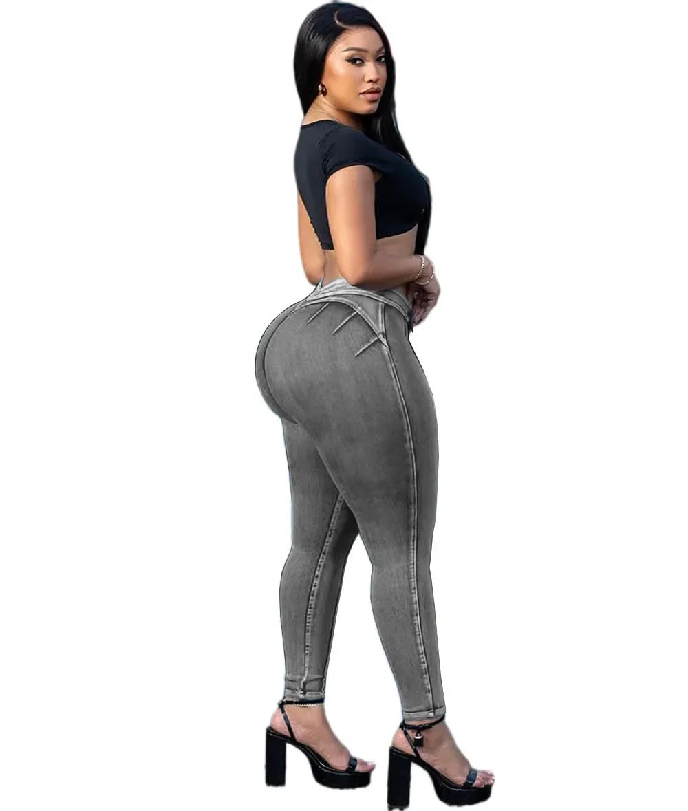 Emerson High Waist Slim Fit Washed Blue Stretchy Slimming Street Style Fashion Casual Pants