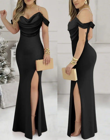 Kentucky Strappy Sexy Slim Waist Slit Evening Dress
