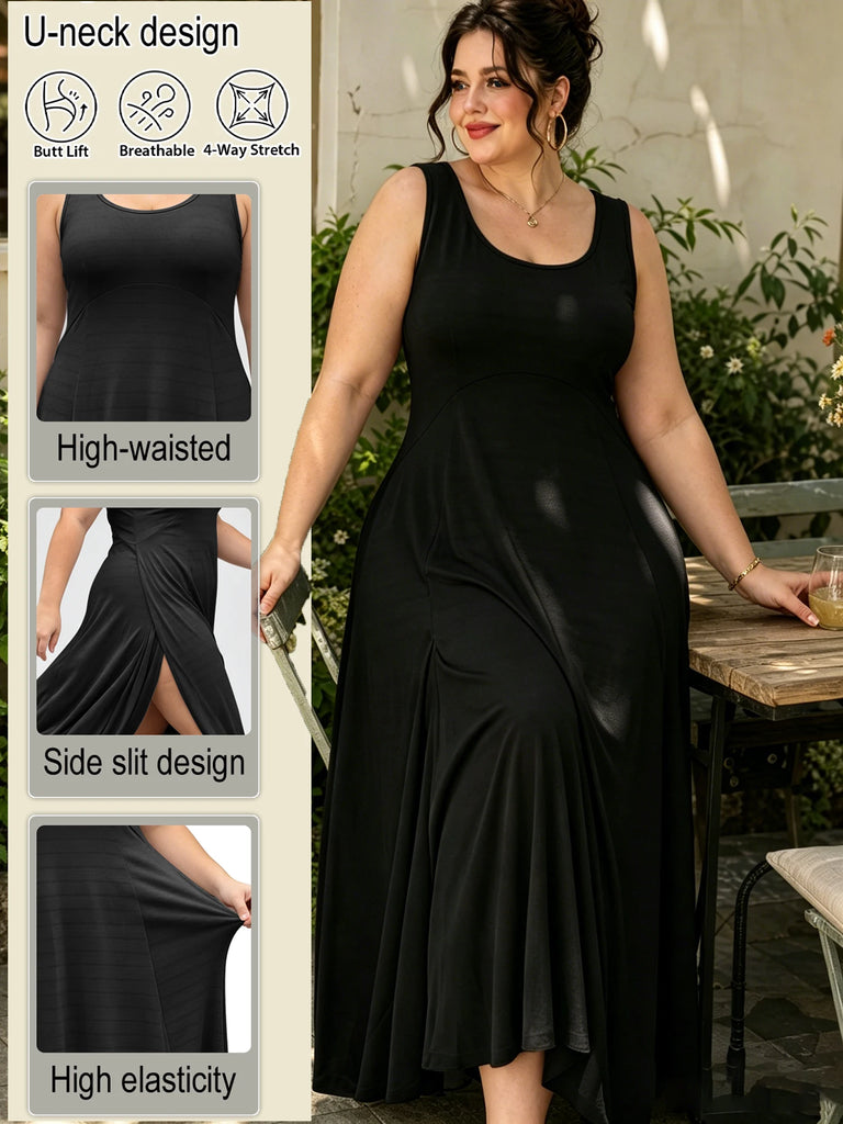 Trento Plus Size Dress U Neck Flowy Casual Tank Sleeveless Sundresses Style