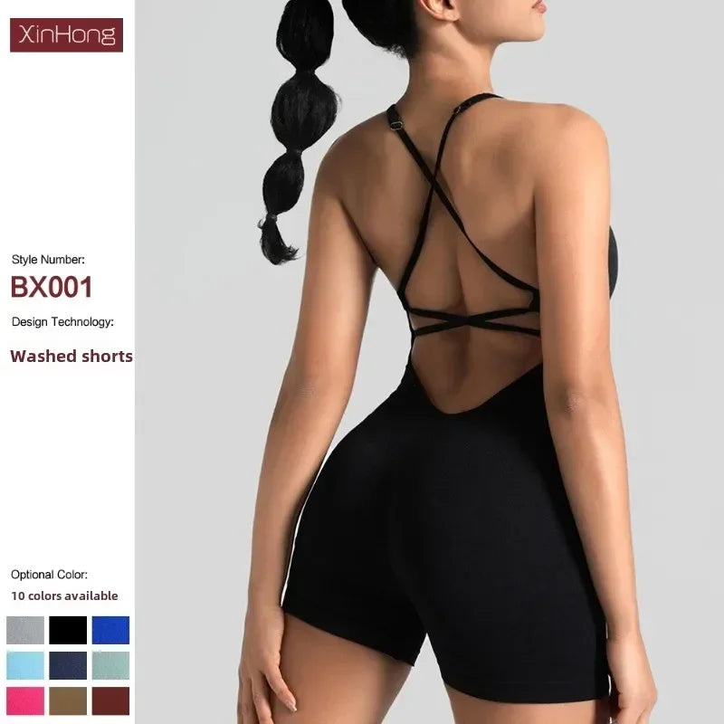Hershey Tight Fitting High Elasticity Integrated Exercise Workwear Sports Jumpsuit