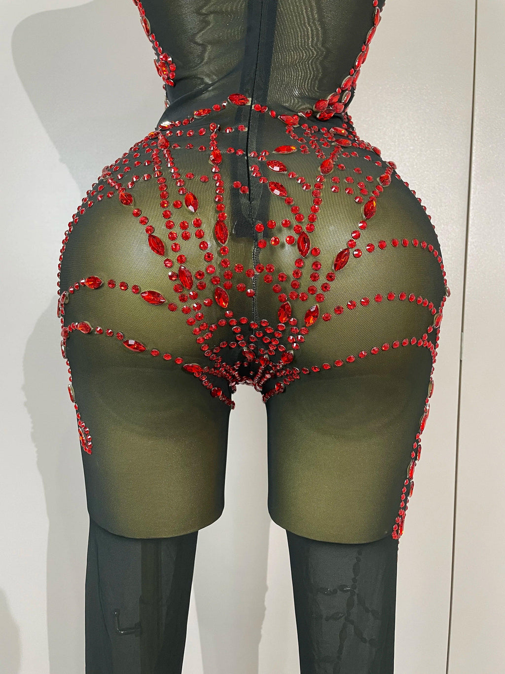 Hamburg Sparkly Diamonds Sexy Mesh Nightclub Clothing Drag Queen Jumpsuit