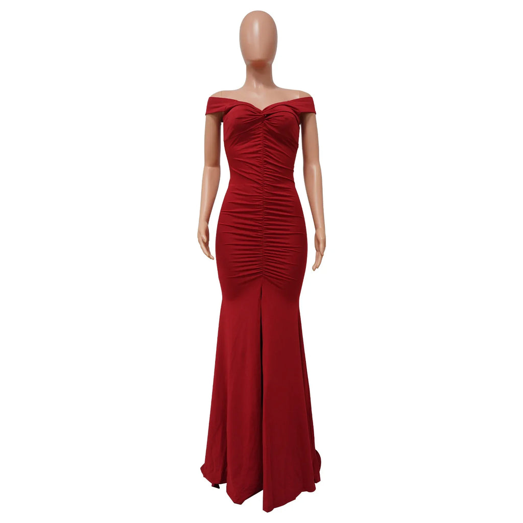 Toronto Banquet V Neck Sexy Satin Split Luxury Trailing Long Dresses