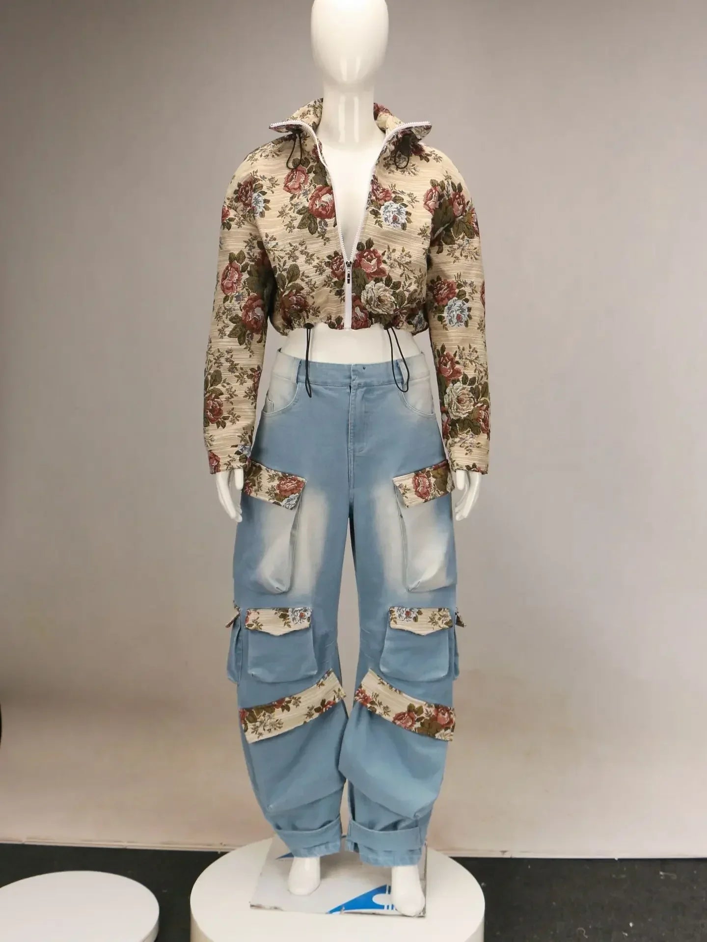 Danbury Full Sleeve Floral Cargo Street Look Two 2 Piece Set Outfit