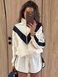 Rita Long Sleeve Zipper Ruched Loose Two Piece Sets
