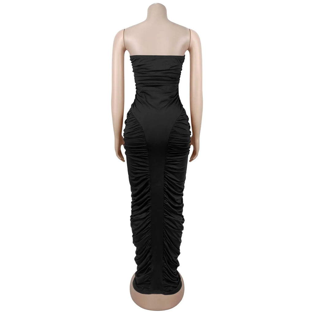 Simbabue Casual Party Elegant Long Ruched Dress