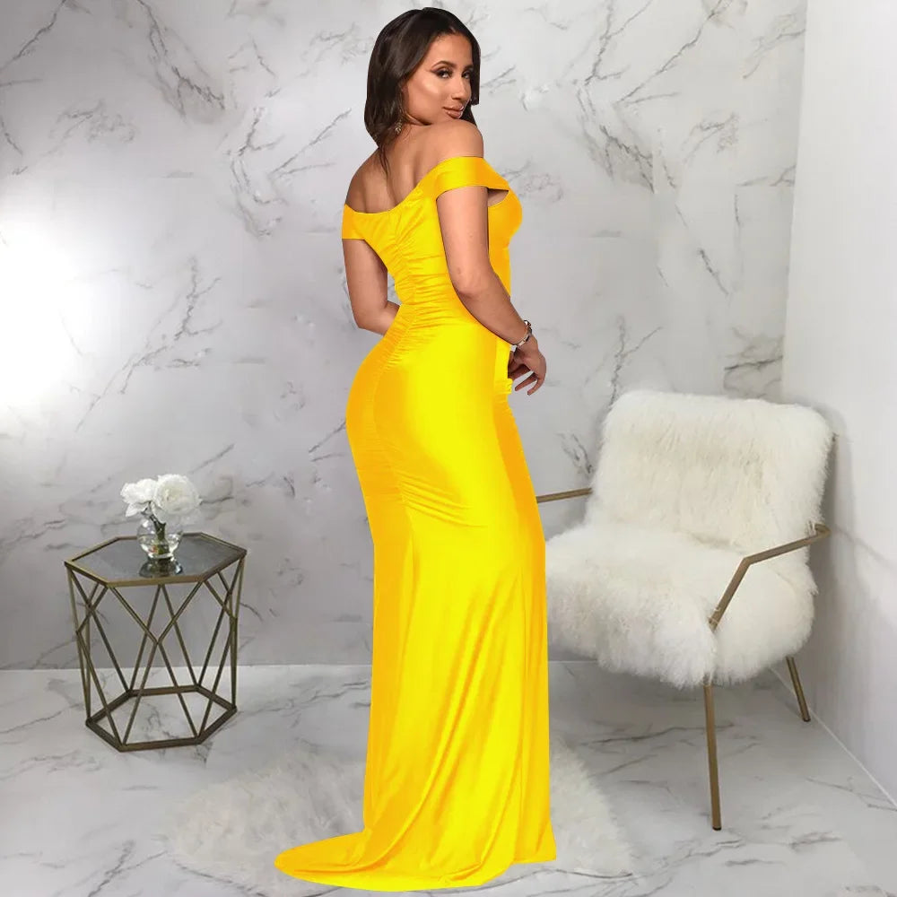 Toronto Banquet V Neck Sexy Satin Split Luxury Trailing Long Dresses