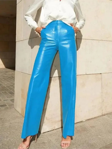 Sparta Trendy Lady Commuting Clothing High Waist Straight Trousers Women's Pants