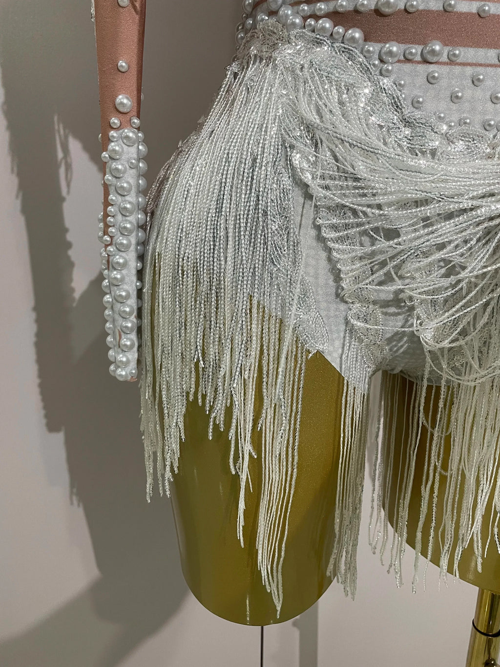 Chambersburg Sparkly Rhinestone Sequin Tassel Stretch Jumpsuit