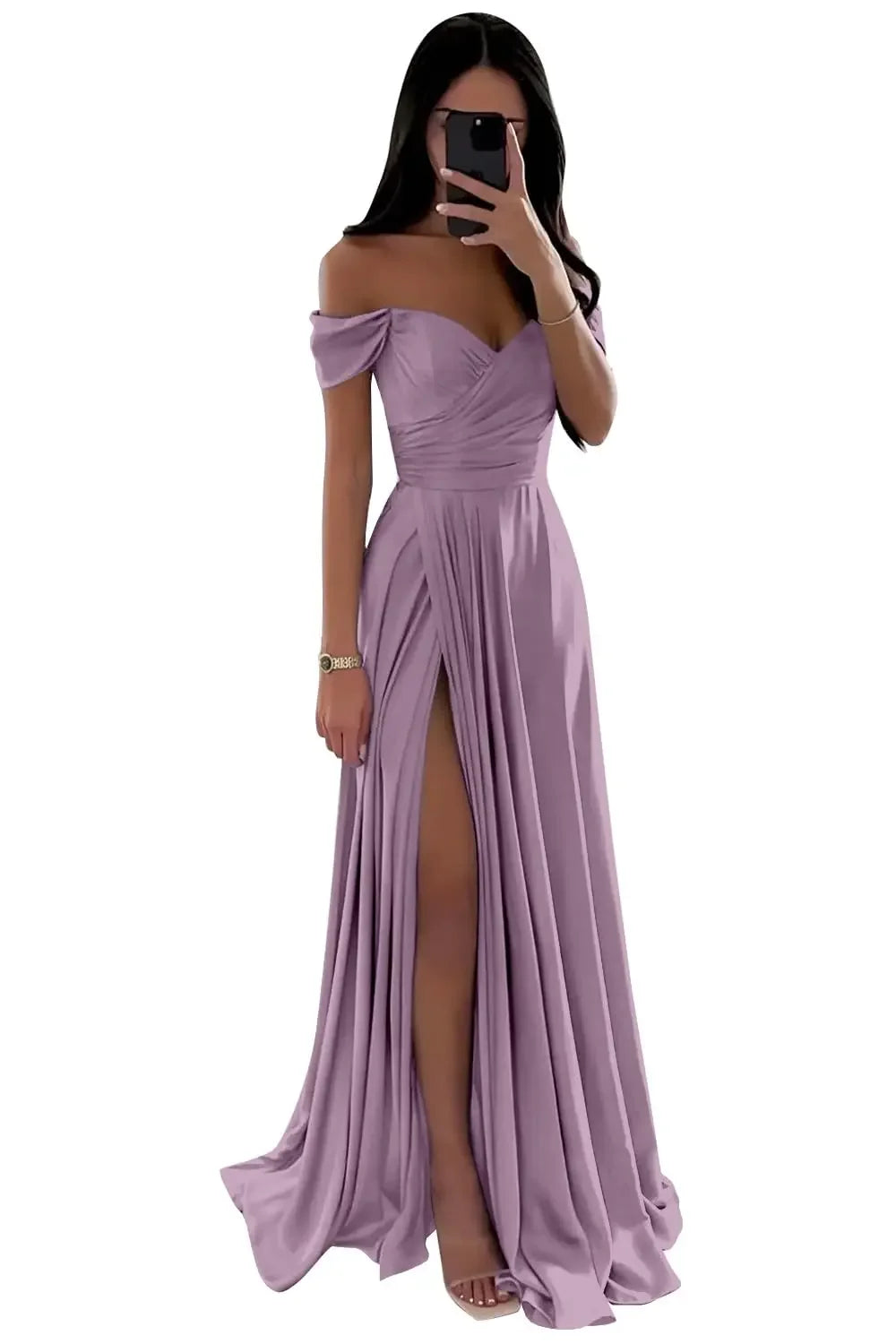 Basking Ridge Off the Shoulder Prom V-neck Backless Party Formal Evening Dress
