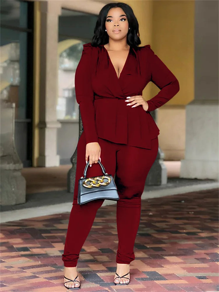 Wanda Plus Size Women Clothing Two Piece Sets