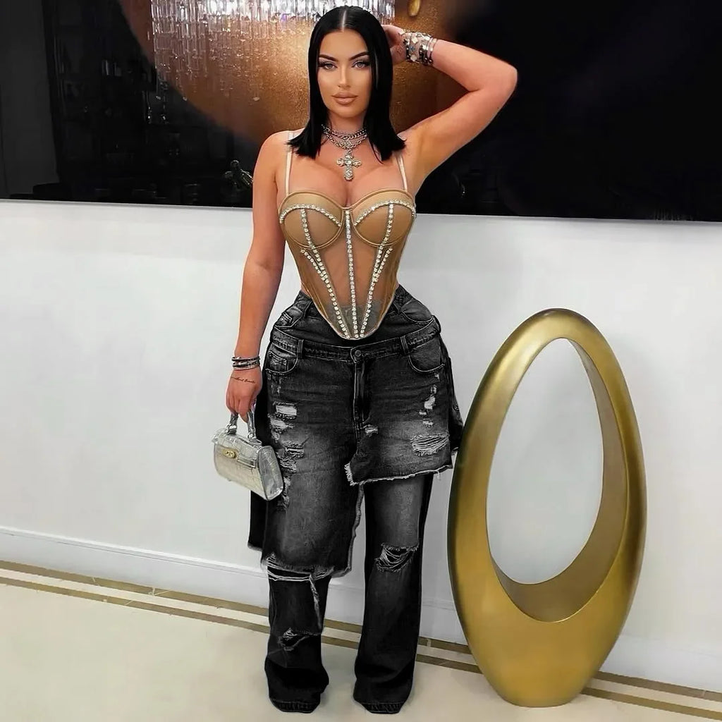Stafford Streetwear Wide Leg Jeans Cargo High Waist Elegant High Street Denim