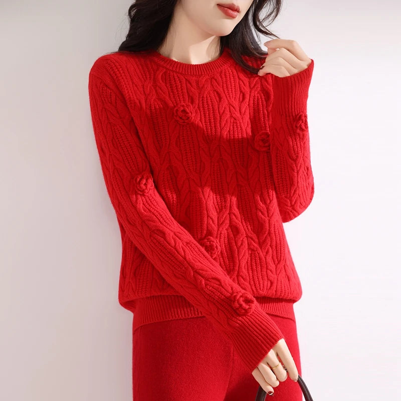 Mila Crochet Thick Knitted Straight Two-Piece Sets