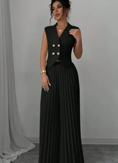 Jessy Fashion Solid Office Suit Casual Two Piece Set