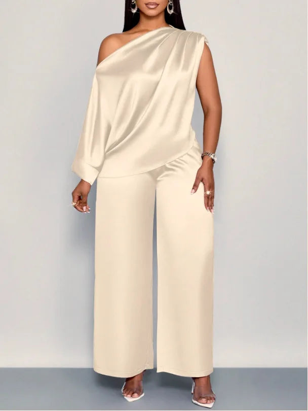 Amelia Skew Collar Sexy Slim Fit Two Piece Sets