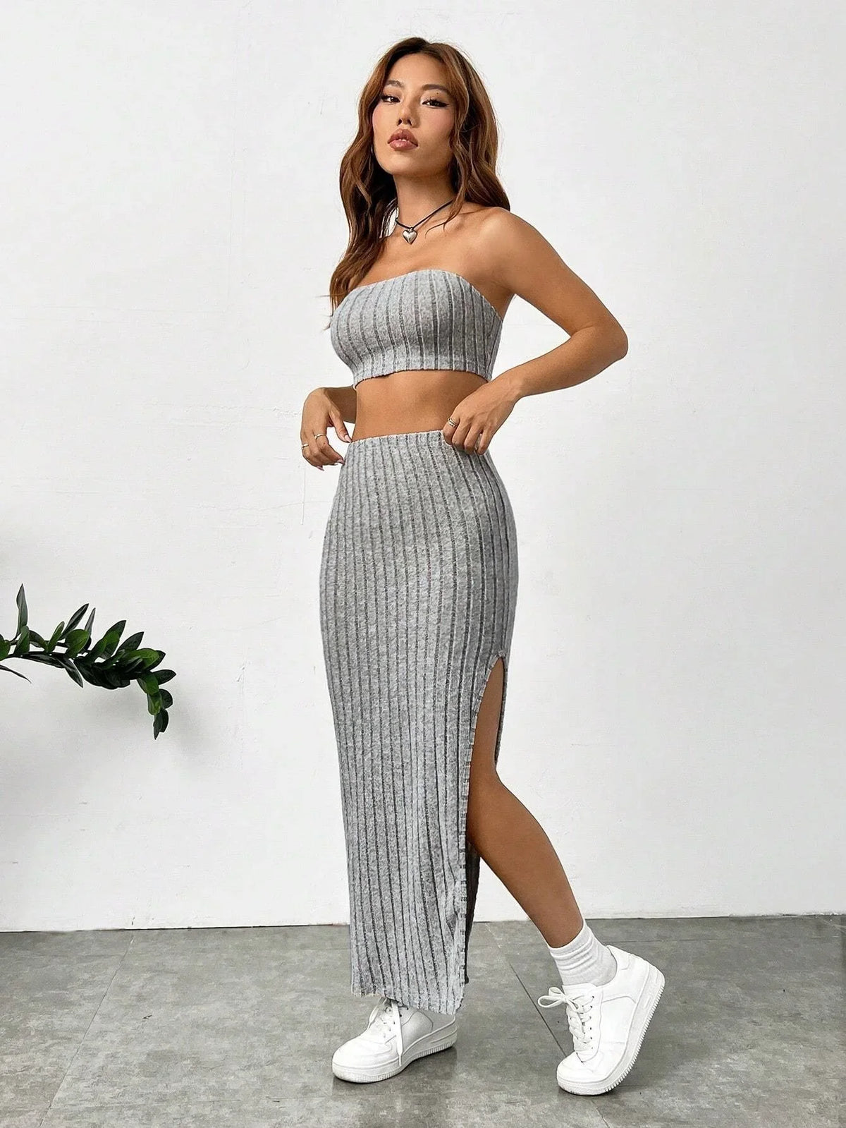 Jessica Tube And Split High Waist Two-Piece Set