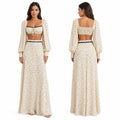 Lola Long Sleeve Cutout Back Tie‑Front Two Piece Sets
