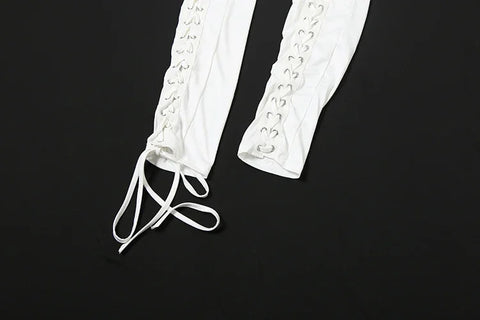 Mahopac Crop Shirring Irregular Hem Skinny Tracksuit Set