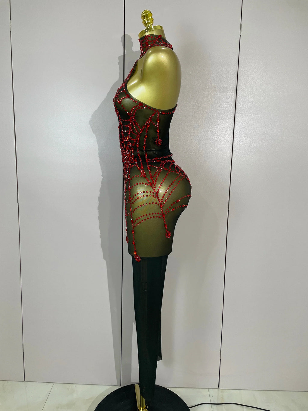 Hamburg Sparkly Diamonds Sexy Mesh Nightclub Clothing Drag Queen Jumpsuit