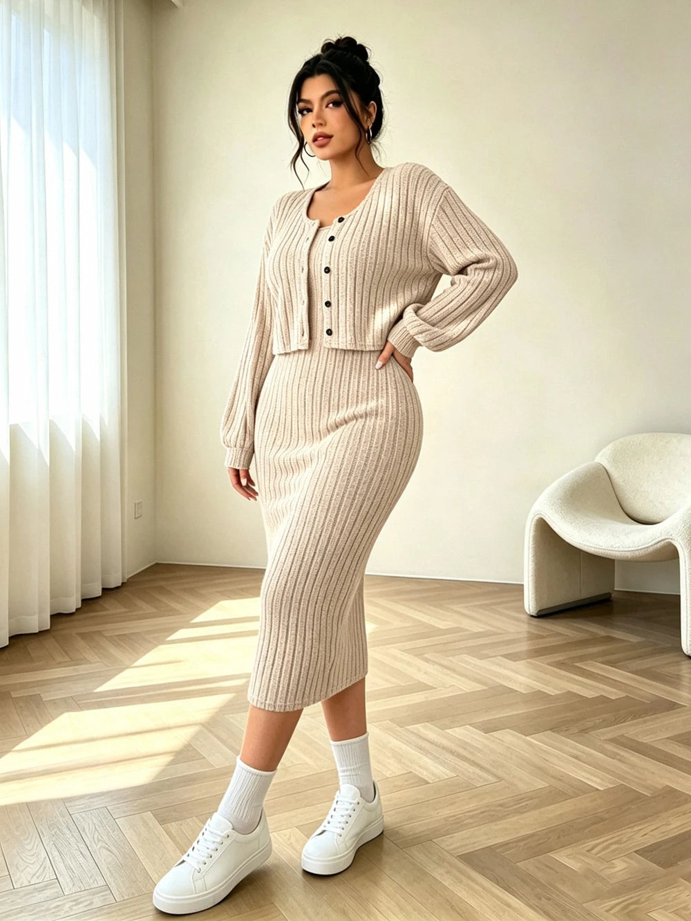 Samantha Plus-size Button-Down Two Piece Sets