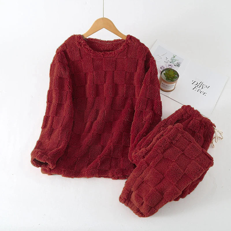 Lia Autumn Winter Plaid O-Neck Pullover Two Piece Sets