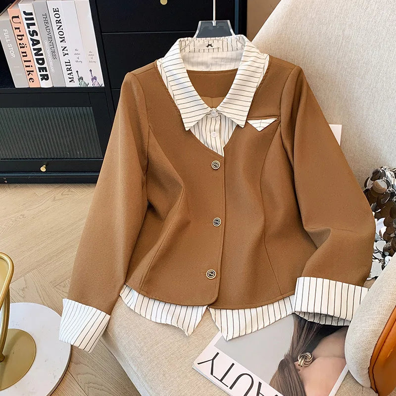 Mia Plus Size Loose Fake College Style Two Piece Set