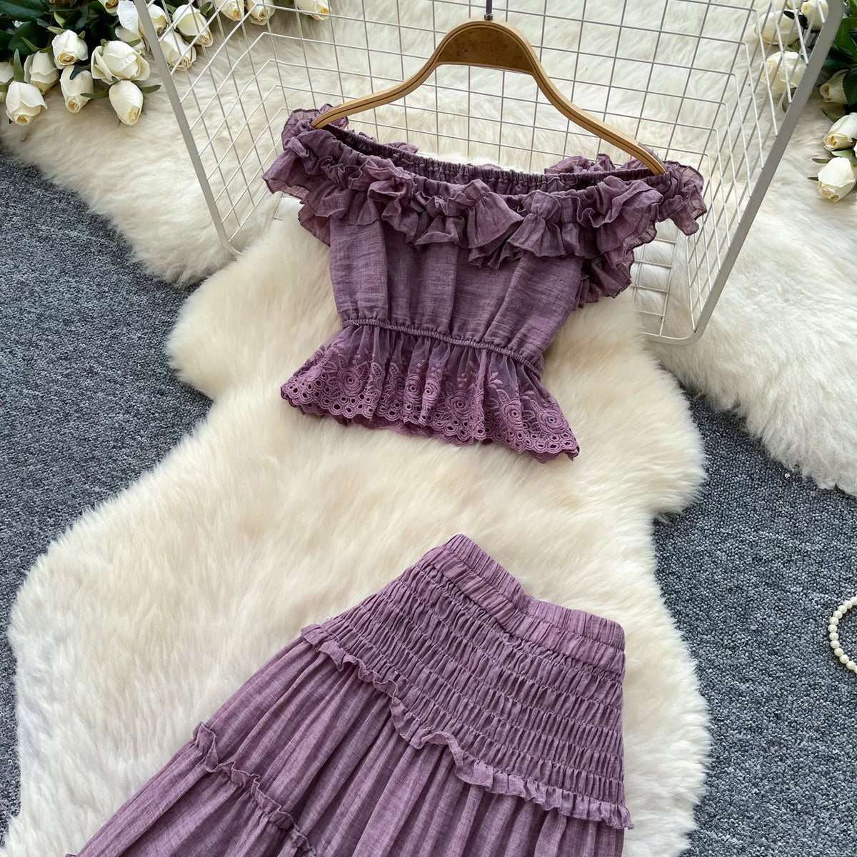 Olga High Waist Tiered A‑Line Two Pieces Sets